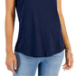 Style & Co Women's Classic Slub T-Shirt Blue Size Petite Large