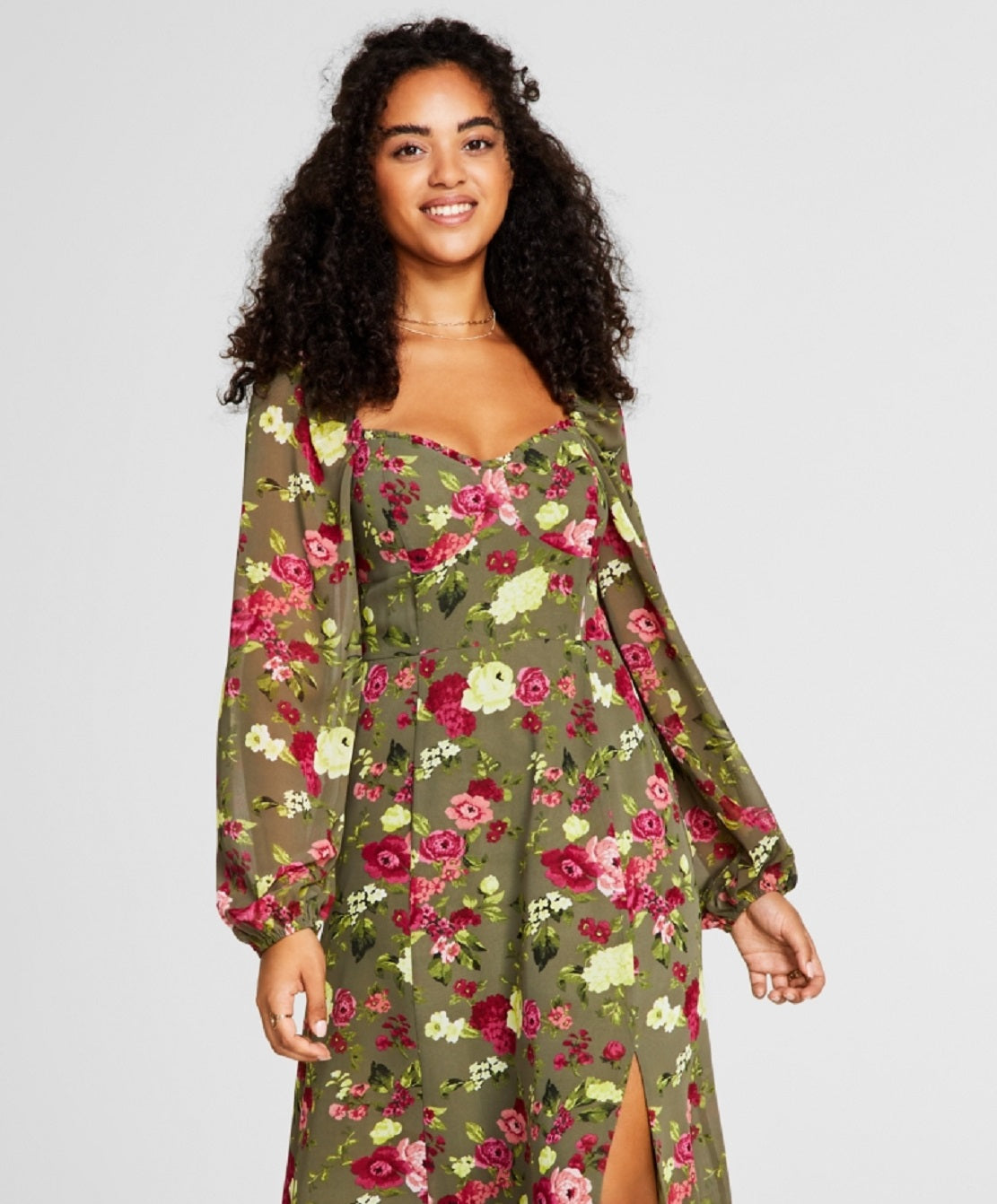 Bar III Women's Printed Bustier Side Slit Maxi Dress Green Size Large