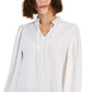 Alfani Women's Ruffled Tie Neck Solid Color Blouse White Size Medium