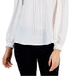Alfani Women's Ruffled Tie Neck Solid Color Blouse White Size Medium