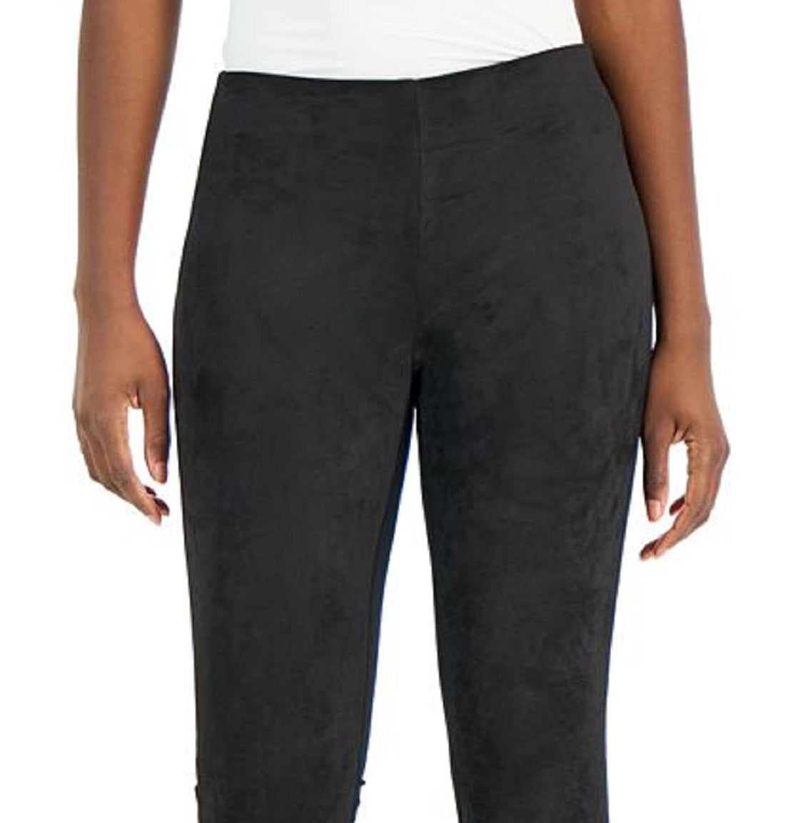 Alfani Women's Mixed Media Faux Suede Ankle Leggings Black Size X-Large