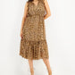 INC International Concepts Women's Cheetah Print Flutter Sleeve Dress Brown Size Large