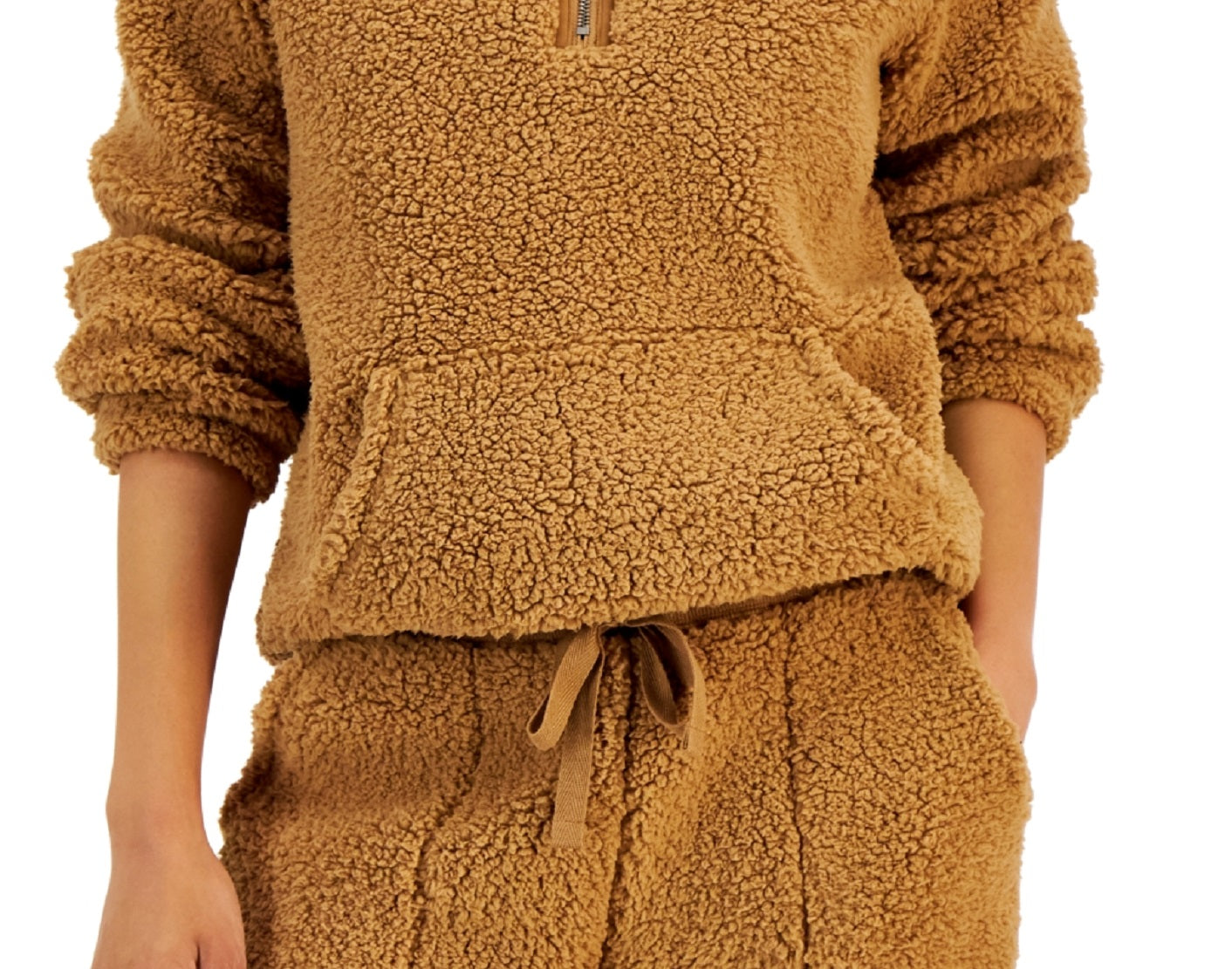 Style & Co Women's Sherpa Sweater Brown Size Petite Small