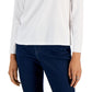Style & Co Women's Classic Solid Long Sleeve T-Shirt White Size Petite Large