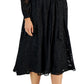 Alfani Women's Jacquard Print Sheer Sleeve Dress Black Size 6