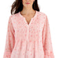 Charter Club Women's Floral Print Pintuck Top Red Size XX-Large