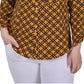 NY Collection Women's 3/4 Sleeve Roll Tab Y Neck Blouse Yellow Size 2X