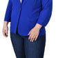 NY Collection Women's Plus 3/4 Sleeve Scuba Crepe Jacket Blue Size 2X