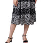 NY Collection Women's Short Sleeve Smocked Combo Print Dress Black Size Petite Medium