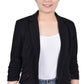NY Collection Women's 3/4 Rouched Sleeve Crepe Jacket Black Size Large