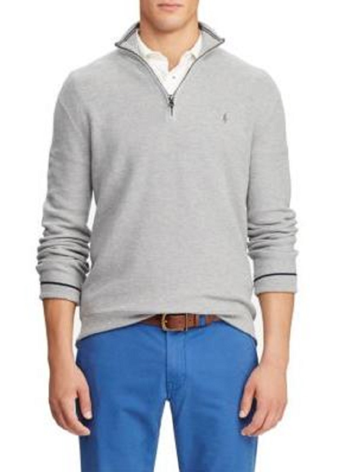 Polo Ralph Lauren Men's Cotton Quarter-Zip Sweater Gray Size Small