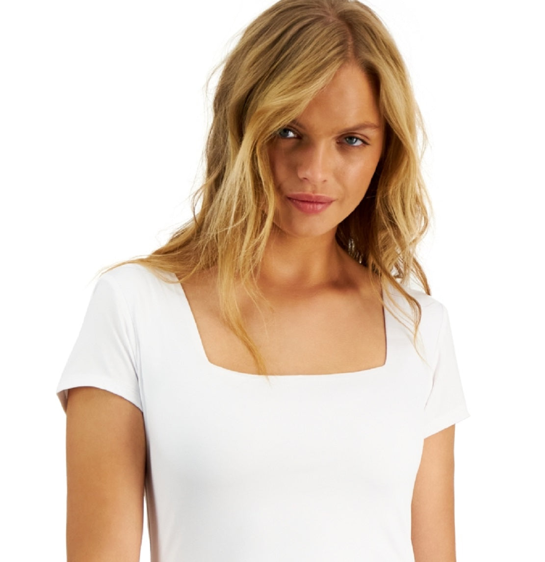 And Now This Women's Square Neck Short Sleeve Bodysuit White Size Large