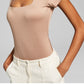 And Now This Women's Square Neck Short Sleeve Bodysuit Brown Size Medium