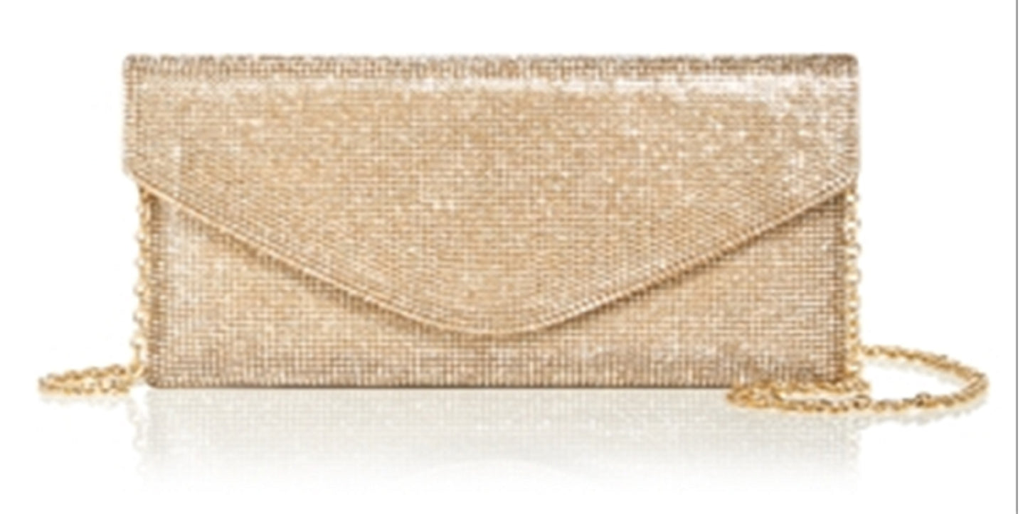 42 Gold Women's Rhinestone Crossbody Clutch Yellow Size 14.5 MW