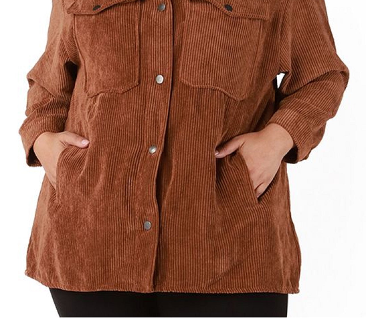 Black Tape Women's Trendy Plus Corduroy Shacket Brown Size 3X