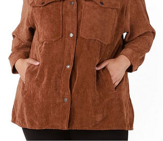 Black Tape Women's Trendy Plus Corduroy Shacket Brown Size 3X