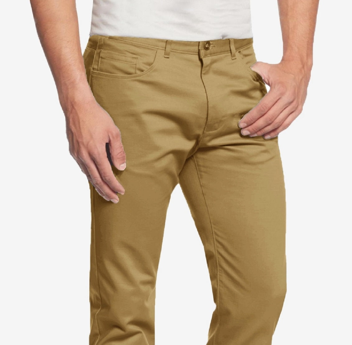 Galaxy By Harvic Men's 5 Pocket Ultra Stretch Skinny Fit Chino Pants Brown Size 34X32