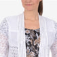 NY Collection Women's Elbow Sleeve Open Front Shrug White Size X-Large