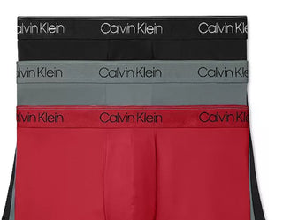 Calvin Klein Men's 3 Pack Microfiber Stretch Low Rise Trunks Red Size Large