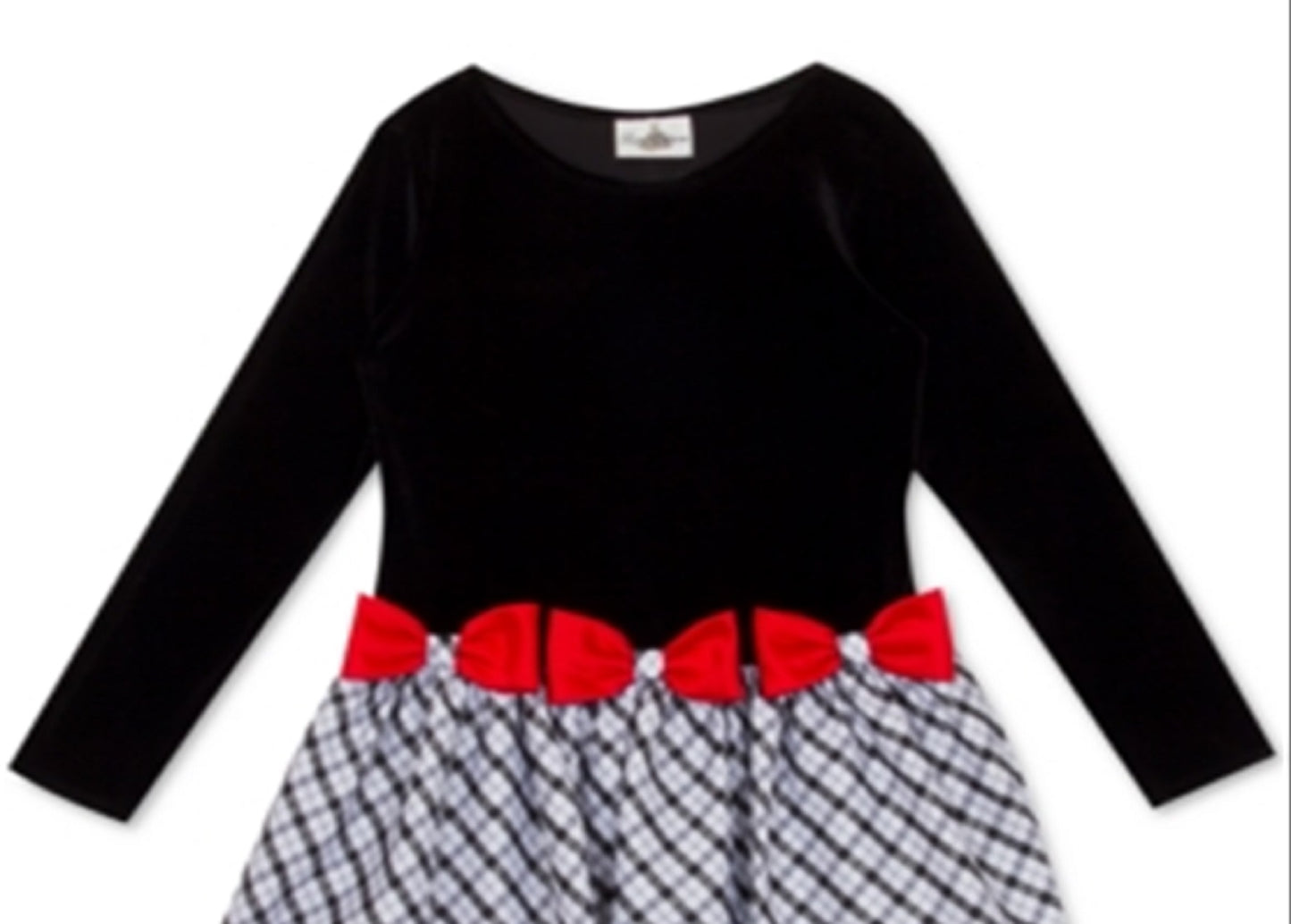 Rare Editions Toddler Girl's Velvet Drop Waist Bow Dress Black Size 4T