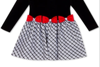 Rare Editions Toddler Girl's Velvet Drop Waist Bow Dress Black Size 4T