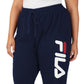 Fila Women's Stand Graphic Drawstring Waist Jogger Pants Blue Size 2X