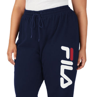Fila Women's Stand Graphic Drawstring Waist Jogger Pants Blue Size 2X