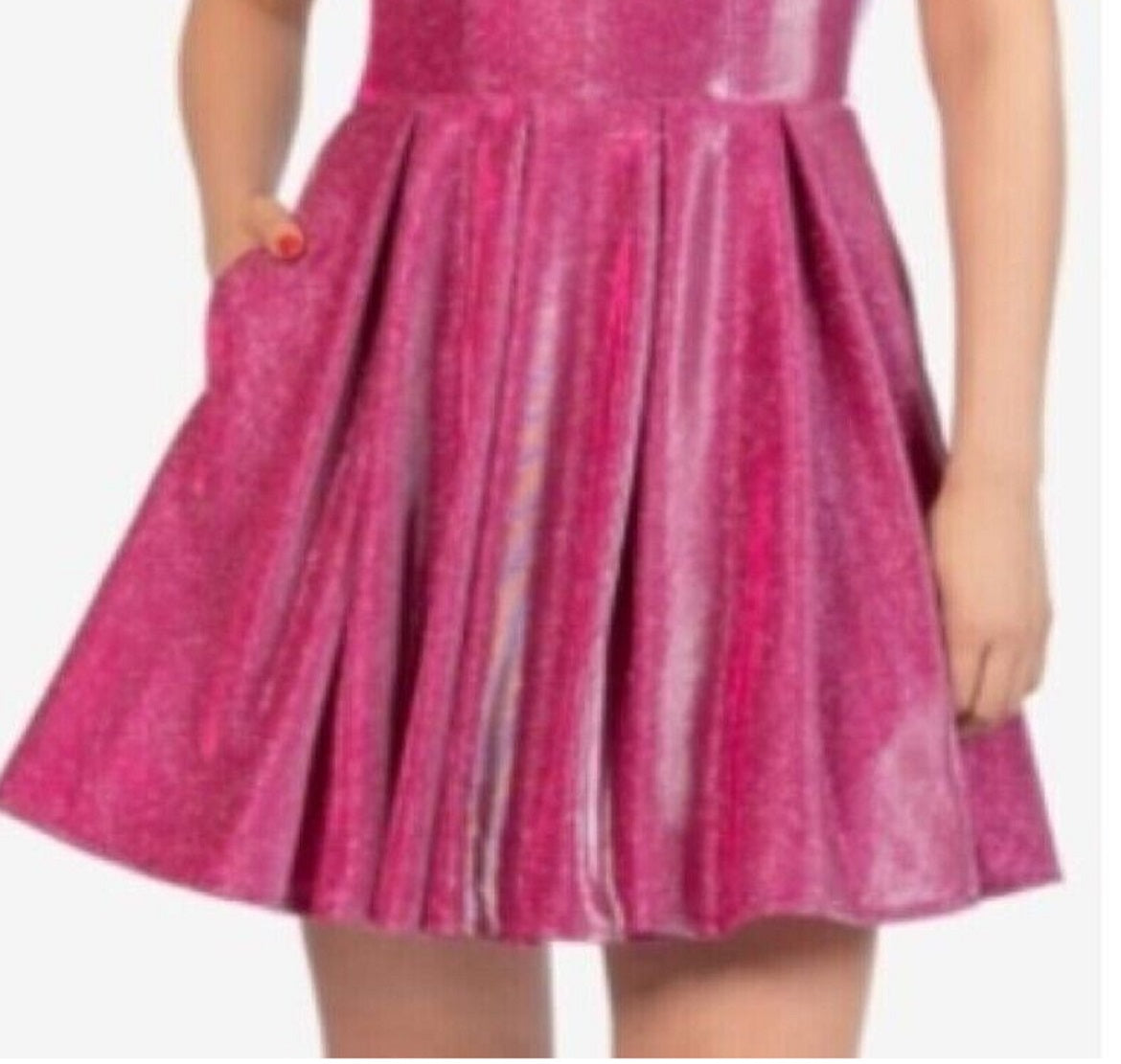 B Darlin Junior's Glitter Mesh Skater Dress Pink Size 11/12