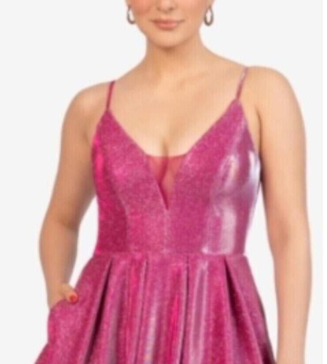 B Darlin Junior's Glitter Mesh Skater Dress Pink Size 11/12