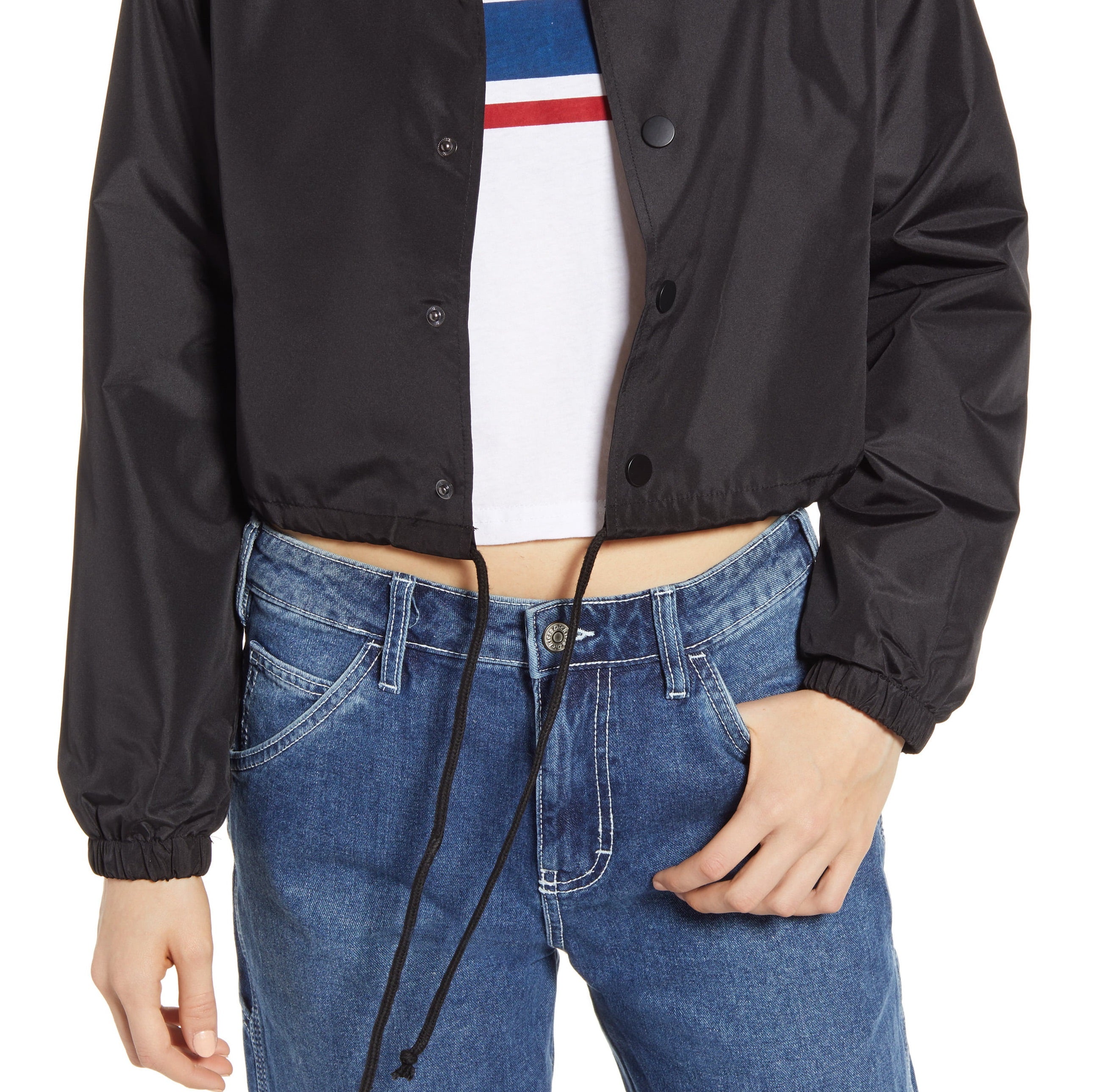 Dickies Women's Logo Crop Windbreaker Jacket Black Size Small – Steals