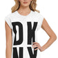 DKNY Women's Exploded Graphic Logo Tunic White Size Small
