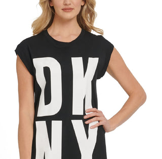 DKNY Women's High Low Logo Tunic Black Size Small