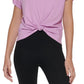 DKNY Women's Logo Knotted Cotton T-Shirt Purple Size X-Large