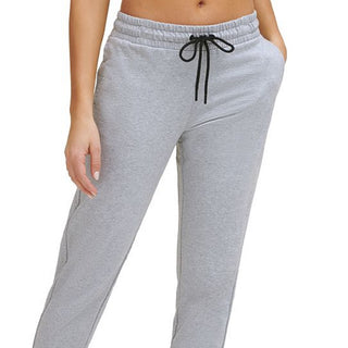 DKNY Women's Cotton Rhinestone Logo Jogger Pants Grey Size Small