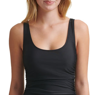 Dkny Women's Mesh Side Shirred One Piece Swimsuit Black