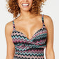 Island Escape Women's Printed Push Up Underwire Tankini Top Swimsuit Black Size 10