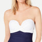 Island Escape Women's Color Block Sweetheart Removable Cups Adjustable Underwire Tankini Swimsuit Top Blue Size 8