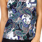 Island Escape Women's Paisley Paradise Cali Printed Underwire Tankini Swimsuit Black Size 16