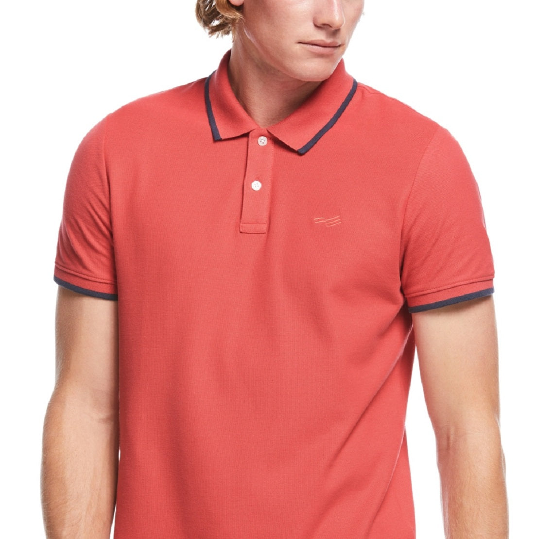 Perry Ellis Men's Tipped Collar Solid Polo Shirt Red Size Small