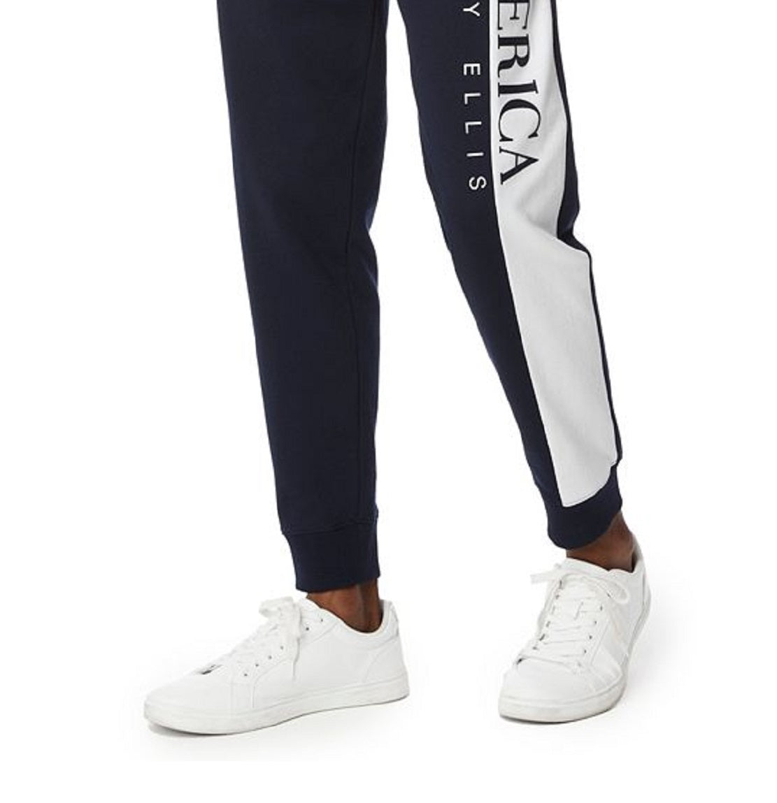 Perry Ellis Men's Embroidered Flag Sweat Pants Blue Size Large