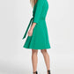 DKNY Women's Surplice Ponte Fit & Flare Dress Green Size 12