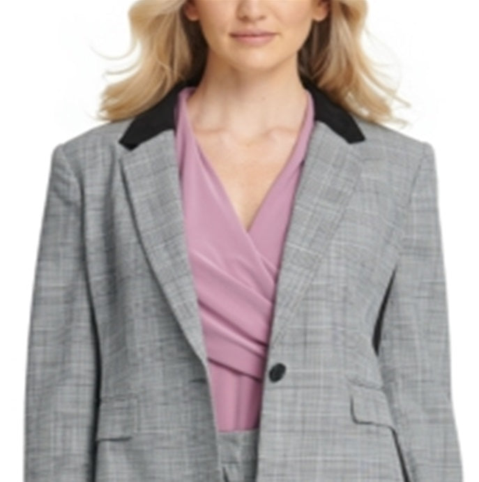 DKNY Women's Check Suit Wear to Work Jacket Gray Size 2 Petite