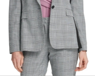 DKNY Women's Check Suit Wear to Work Jacket Gray Size 2 Petite