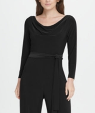 DKNY Women's Cowl Neck Long Sleeve Jumpsuit Black Size 4