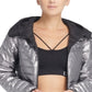 DKNY Women's Sport Reversible Packable Hooded Jacket Gray Size X-Large
