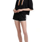DKNY Women's Rainbow String Cropped Hoodie Black Size Medium