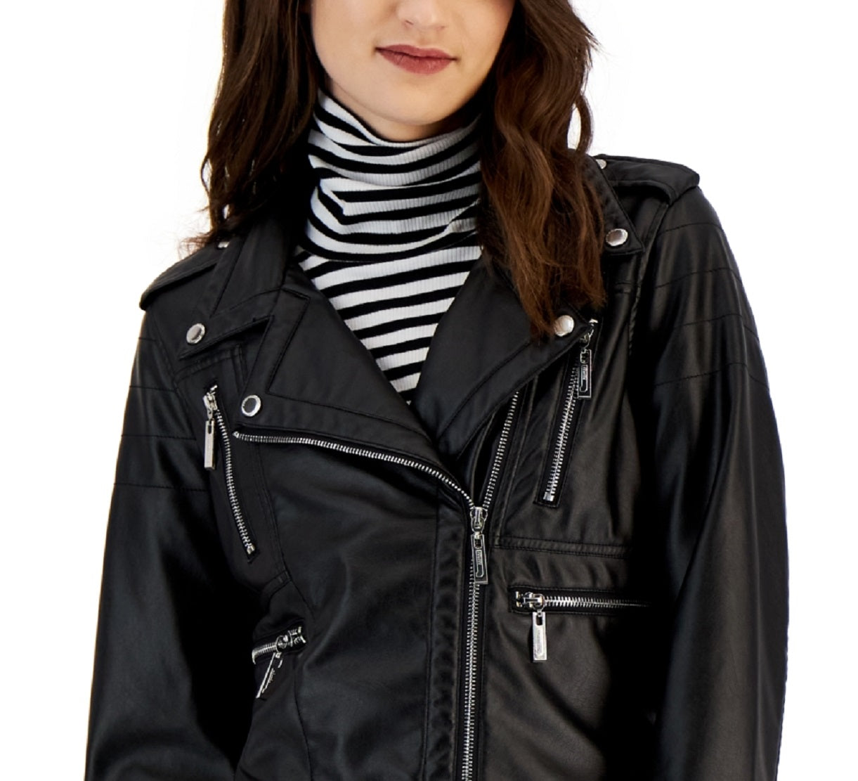 Jou Jou Junior's Faux Leather Moto Jacket Black Size X-Large