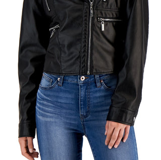 Jou Jou Junior's Faux Leather Moto Jacket Black Size X-Large
