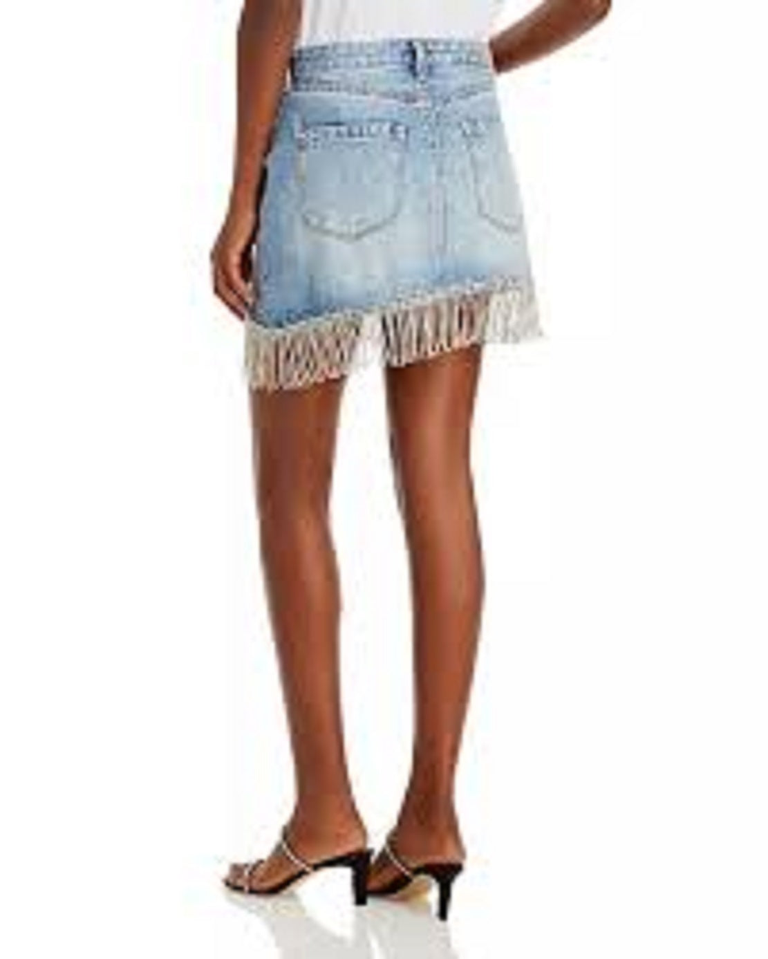 Blanknyc Women's Cotton Fringe Trim Denim Skirt Blue Size 24