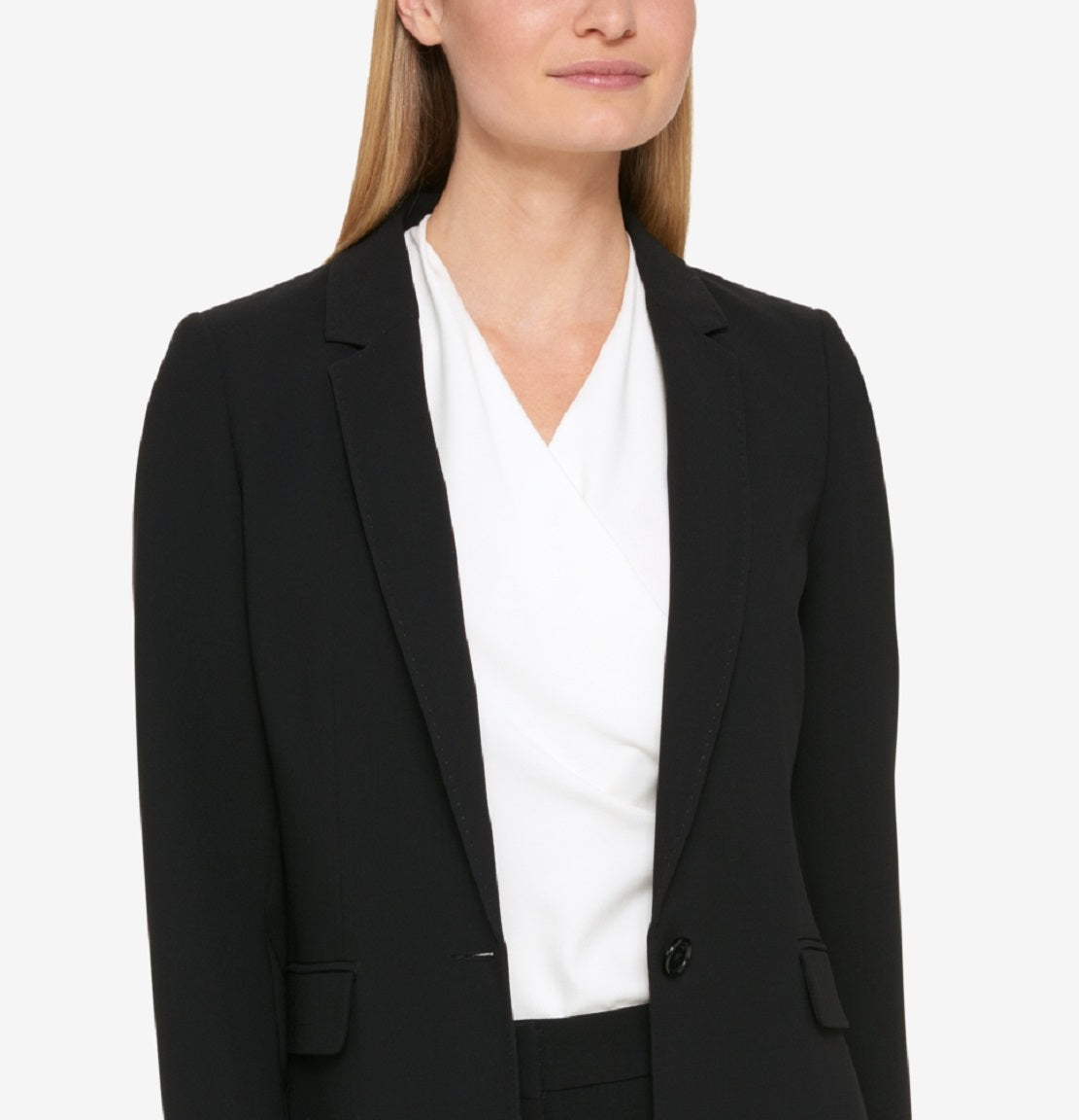 DKNY Women's Pick Stitch Single Button Blazer Black Size 8 Petite